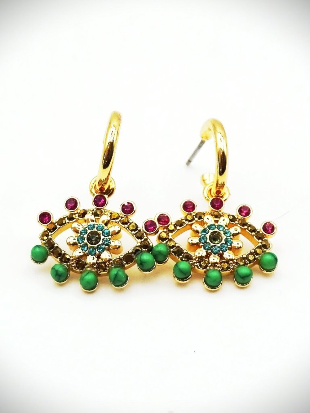 KURT GEIGER LONDON Evil Eye Drop Huggie Hoop Earrings